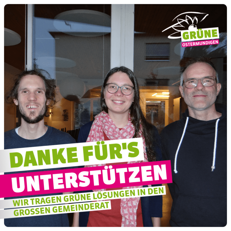 Adrian Tanner, Kathrin Ernst, Christian Burr. Danke fürs Unterstützen. Wir tragen grüne Llösungen in den Grossen Gemeinderat.